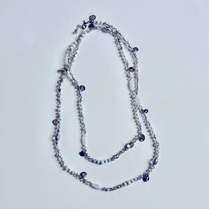 White House Black Market White and Silver Chain Necklace